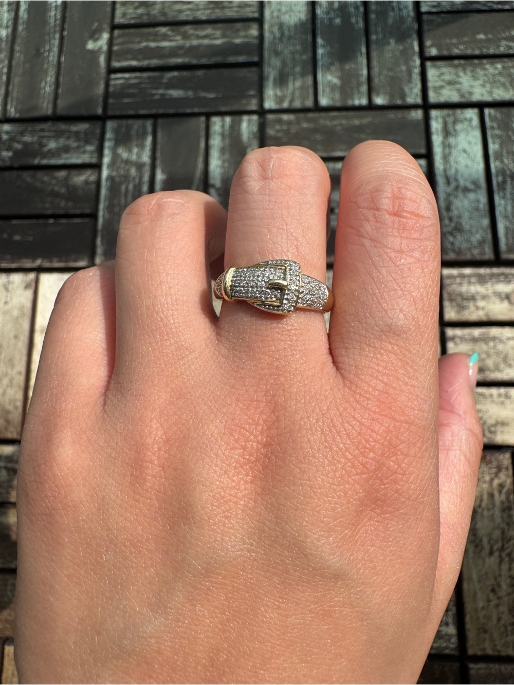 14k diamond buckle ring